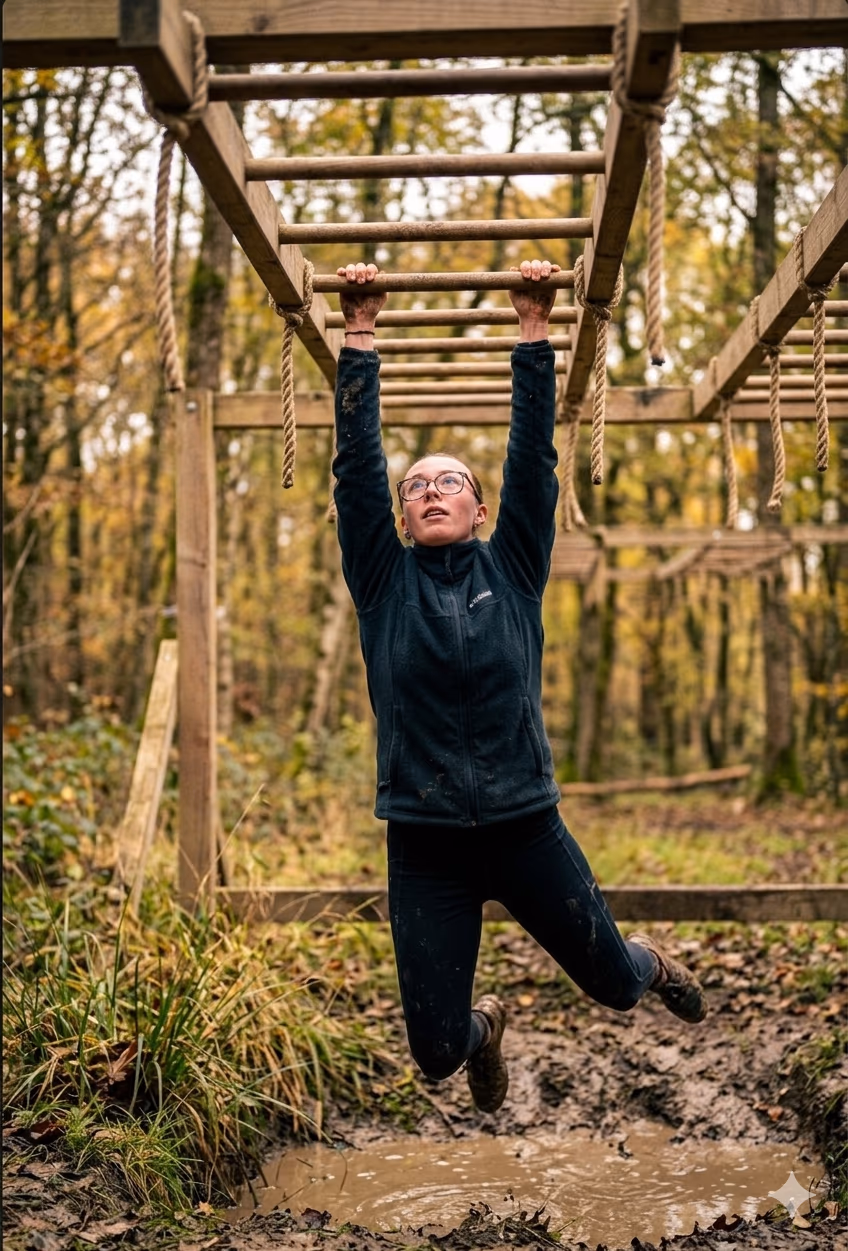 Coureur portant des troncs de bois